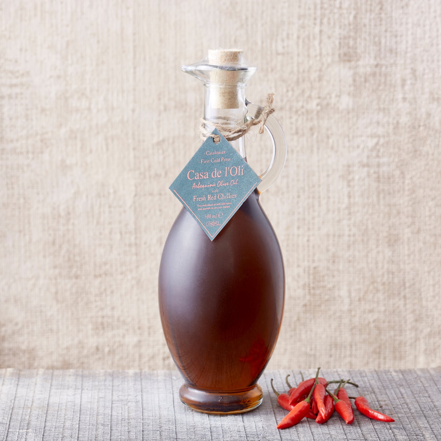 Arbequina Olive Oil with Fresh Red Chillies