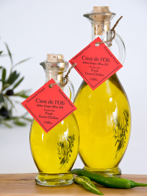 Arbequina Olives Pressed with Fresh Green Chillies